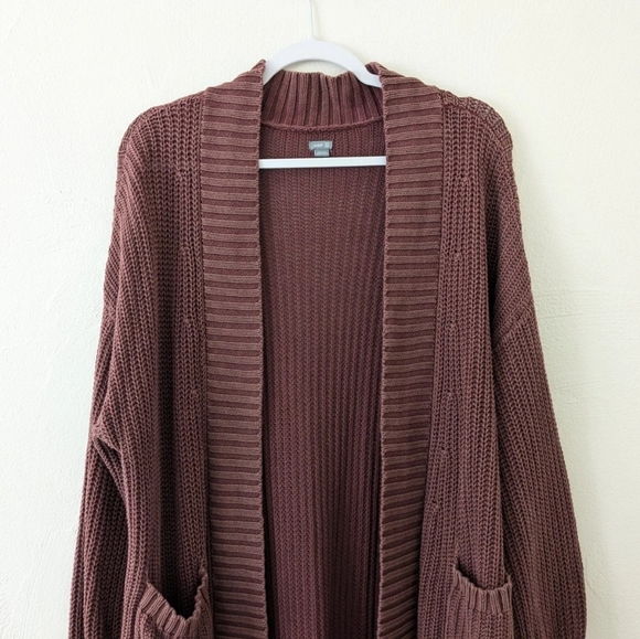 Aerie Burgundy Chunky Knit Oversized Open Front Cardigan Sweater Size XS/S - Picture 2 of 9